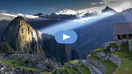 ray of light shining on Machu Picchu