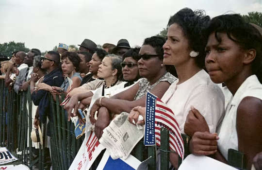 Women on the front rows of the March to Washington in August 1963.
